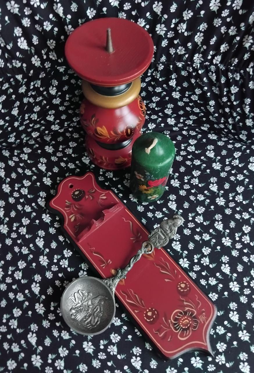 Vintage HINDELOOPER Kandelaar + Lepelrekje