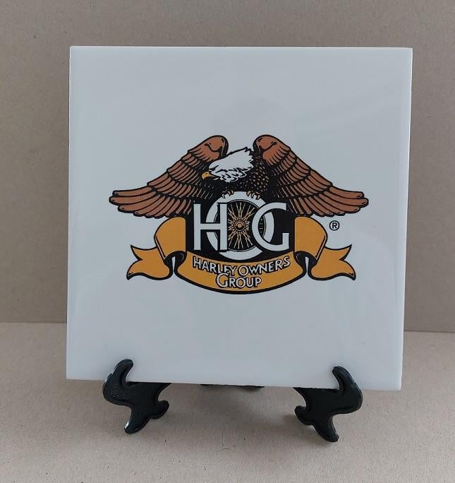 Bedrukte Tegels + Standaard met Harley Davidson Logo's