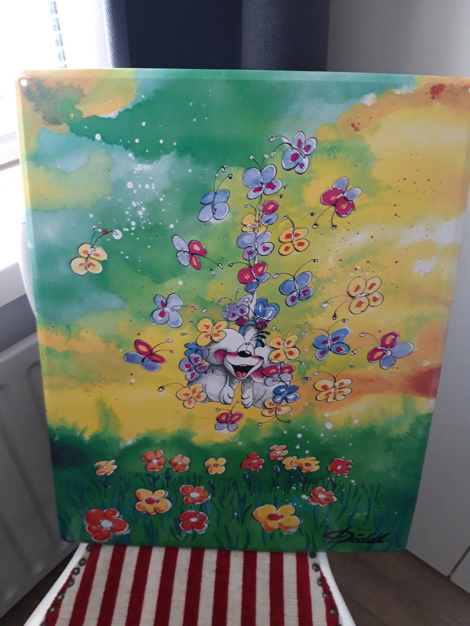 Diddl: wandplaat, metaal, 40 bij 50cm, nieuw