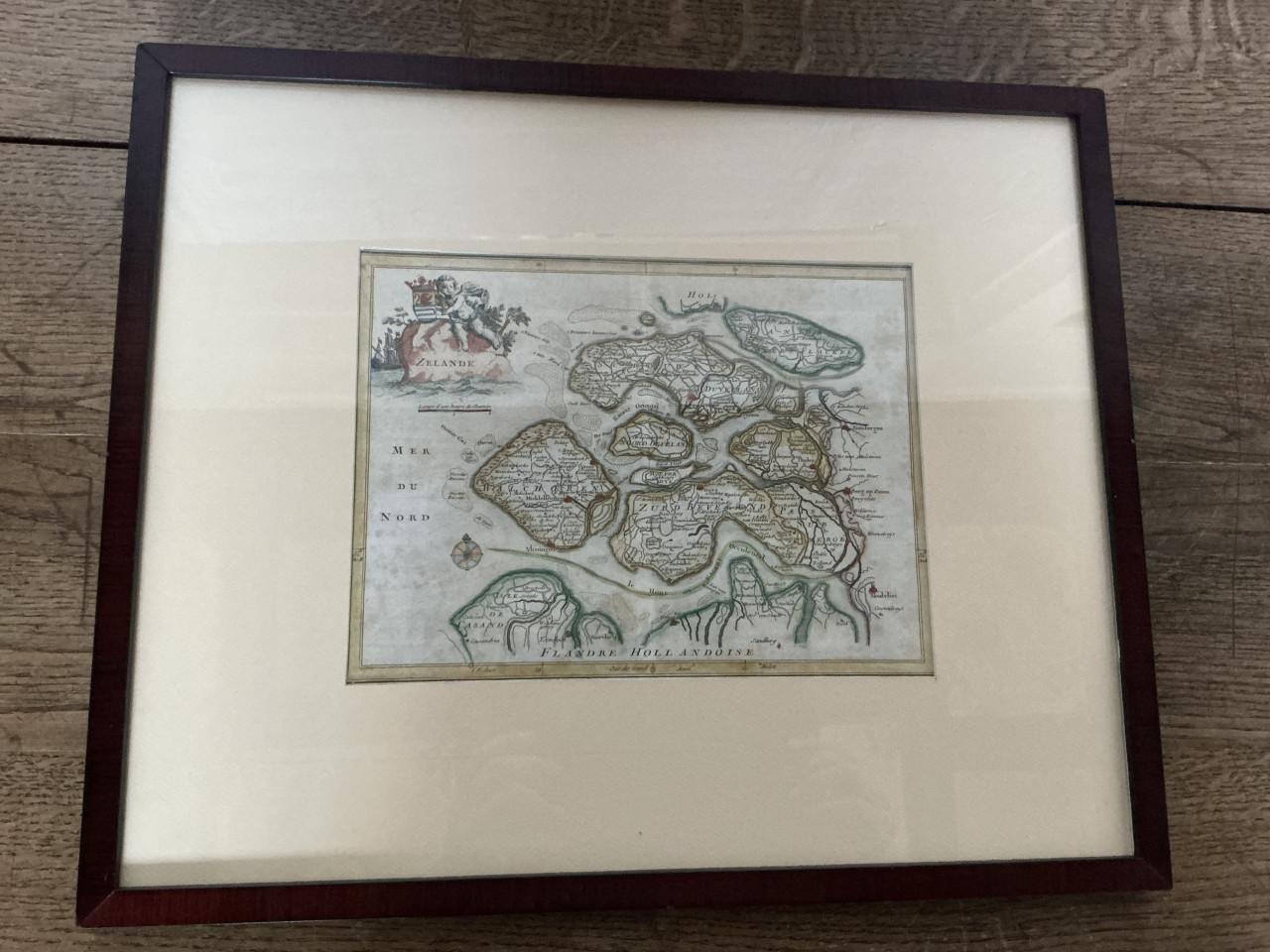 Handgekleurde kaart van Zeeland rond 1800