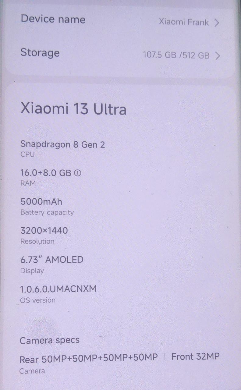 Xiaomi 13 Ultra RAM16&8 / Memory 512 dual sim + foto kit