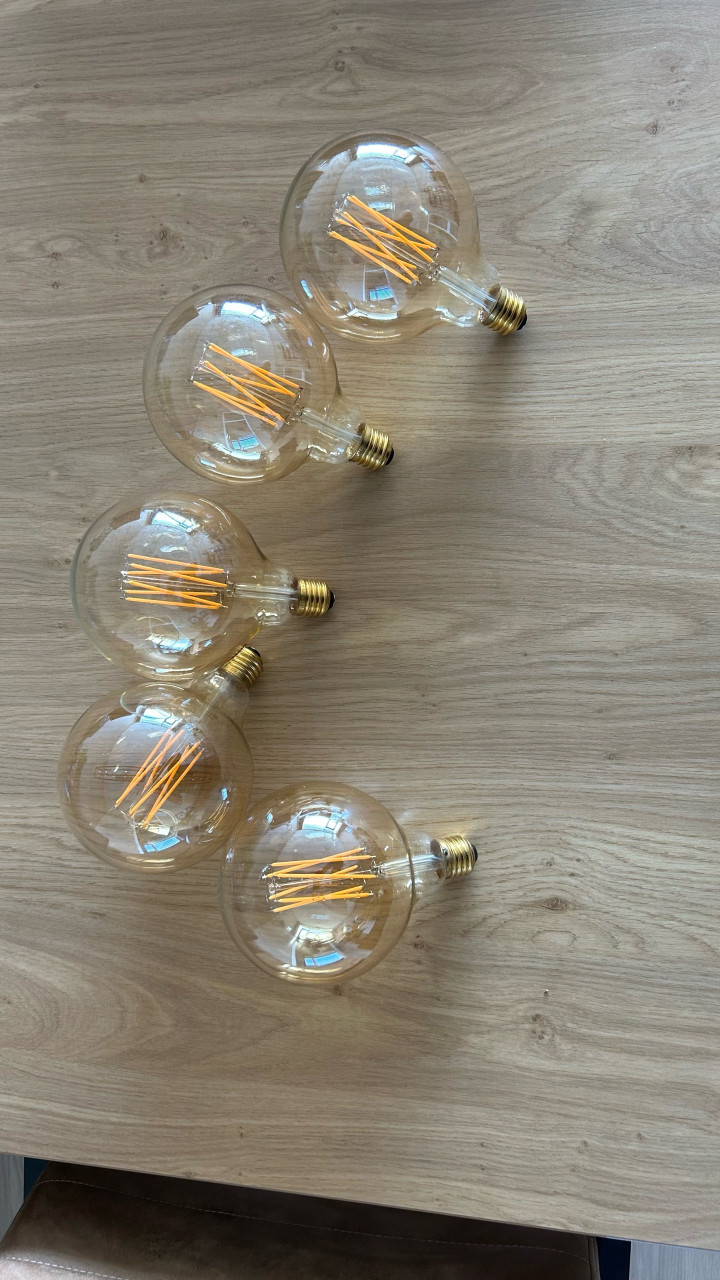 5x Calex Globe LED Lamp Warm Ø125 - E27 - 470 Lm - Goud Goud Finish
