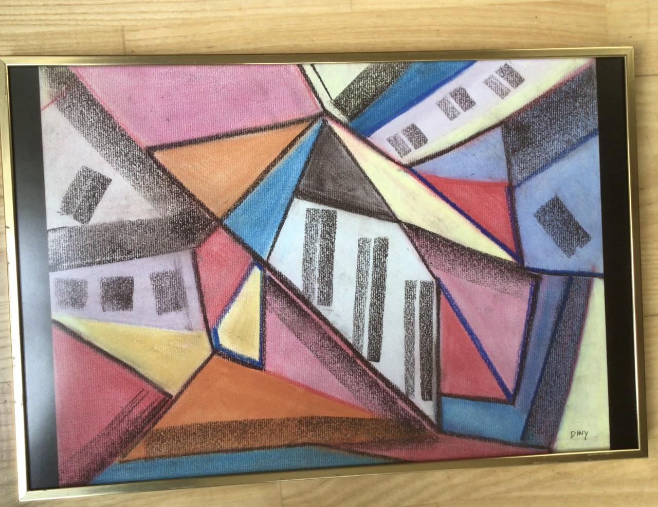 Pasteltekening in lijst