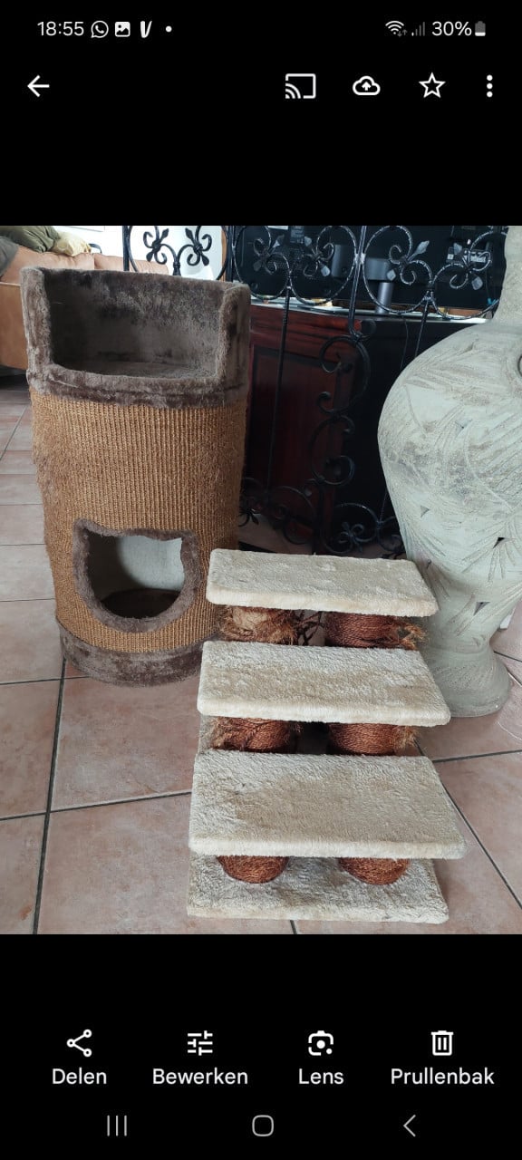 Kattenkrabton camelkleur &kattenkrabtrapje beige