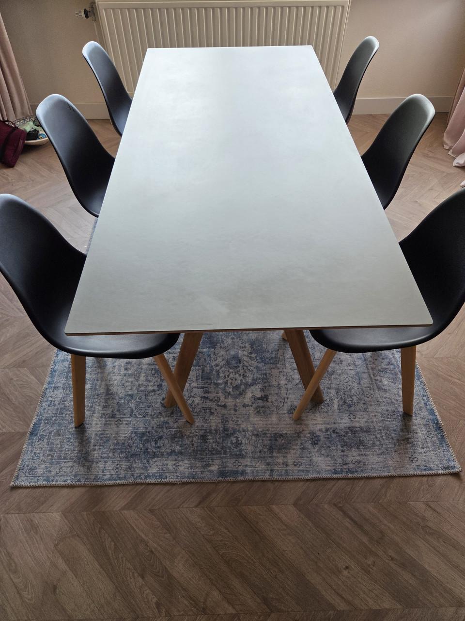 HAY CPH 30 eettafel 200x90 cm + 6 zwarte stoelen