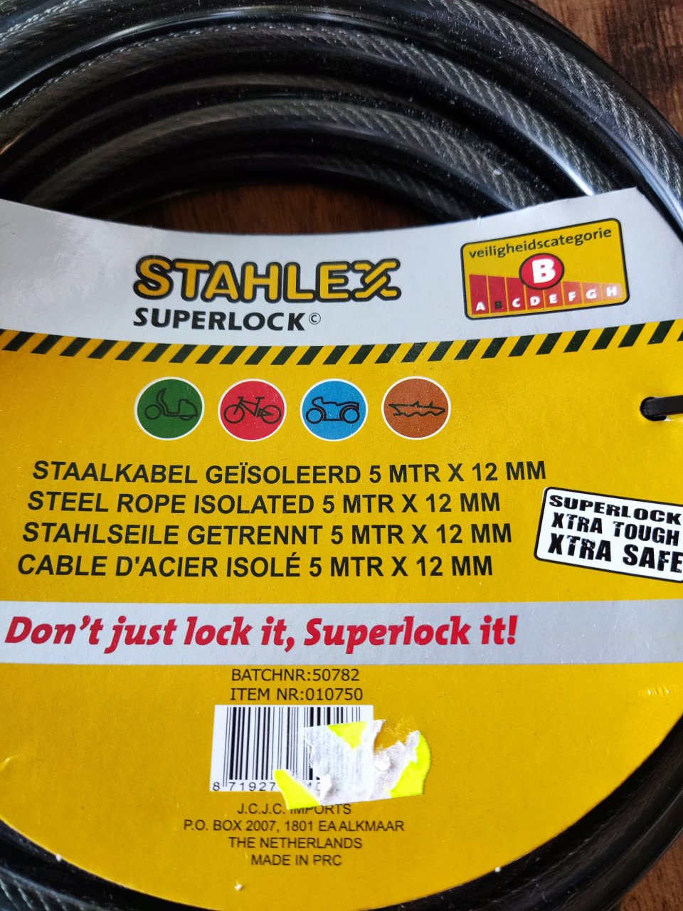 Staalkabel 5 meter lang12 mm dik. Stahlex