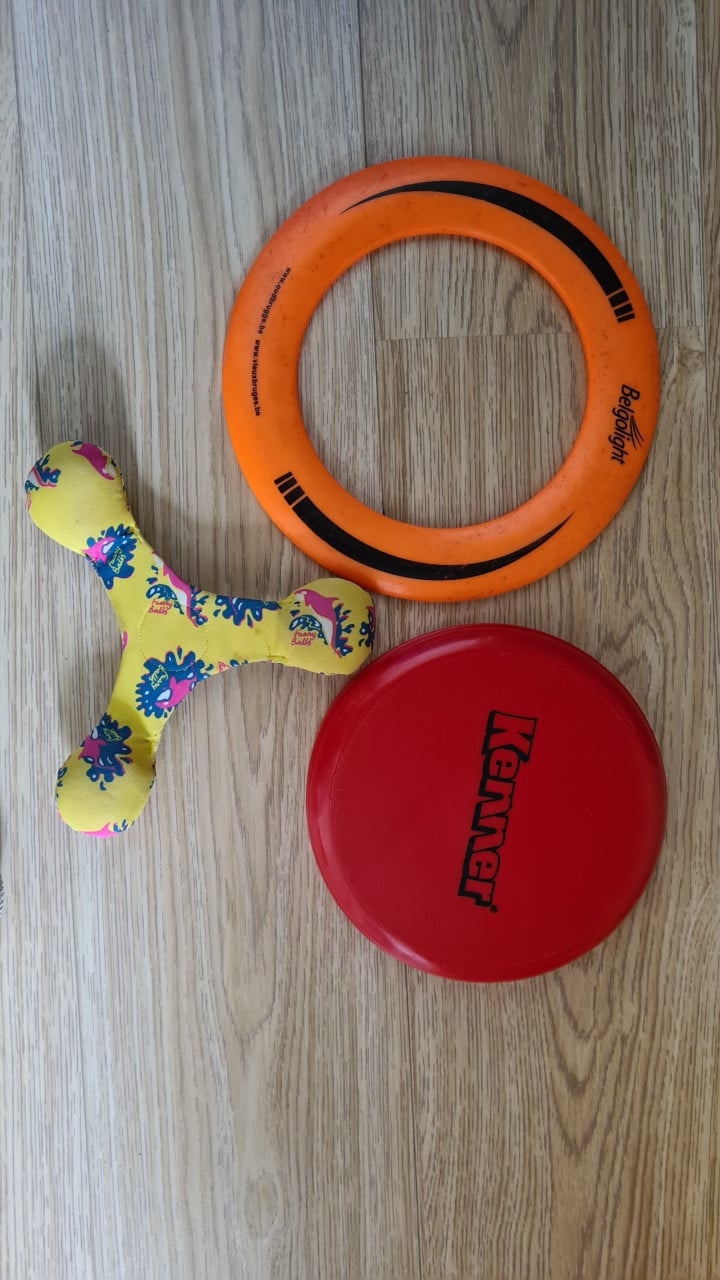 Buiten speelgoed te koop.