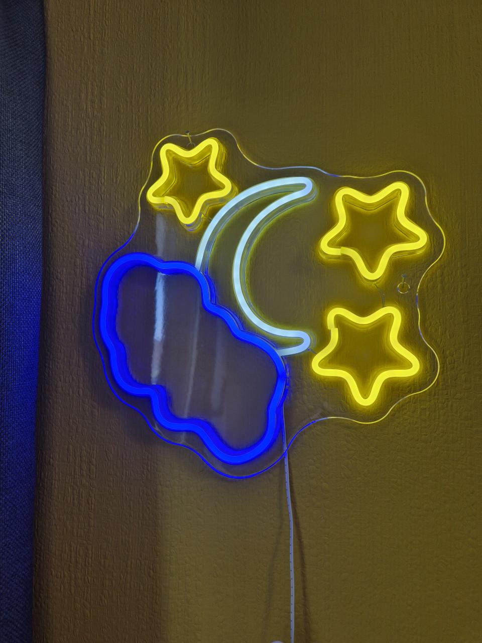 Neon lamp maan en sterren