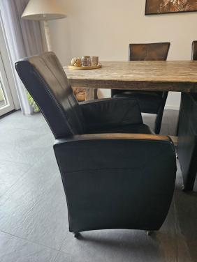 4 echt lederen eettafel stoelen