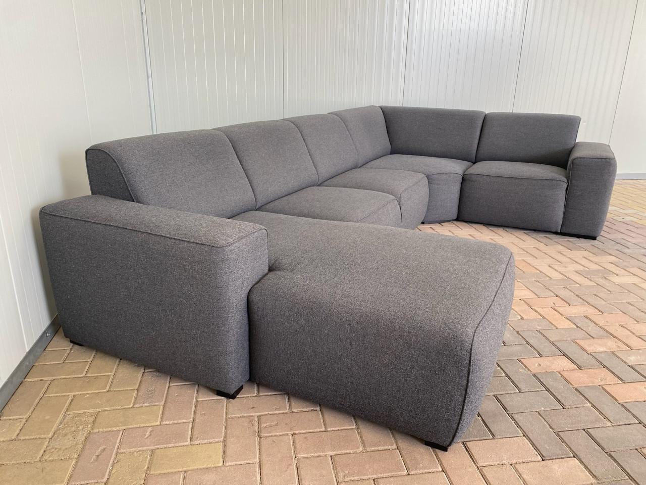 Grote Grijze Stoffen U-Hoekbank- Gratis Bezorging NL