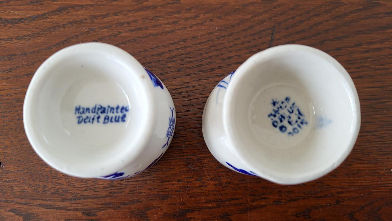 Set vintage eierdopjes Delfts Blauw