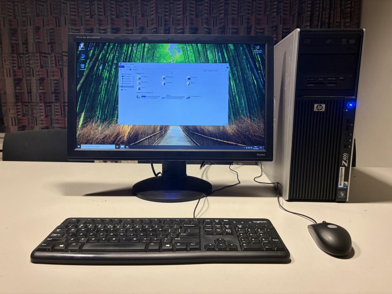 Complete HP Z400 i7-960 3.5Ghz 12Gb-ram Radeon R7-200 SSD+HDD 24inch 50€