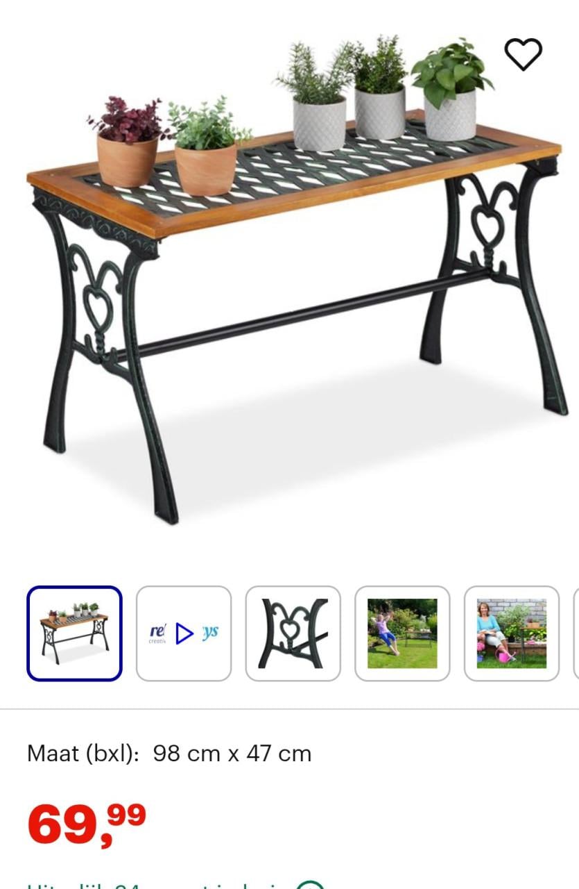 Tuintafeltje hout/ gietijzer