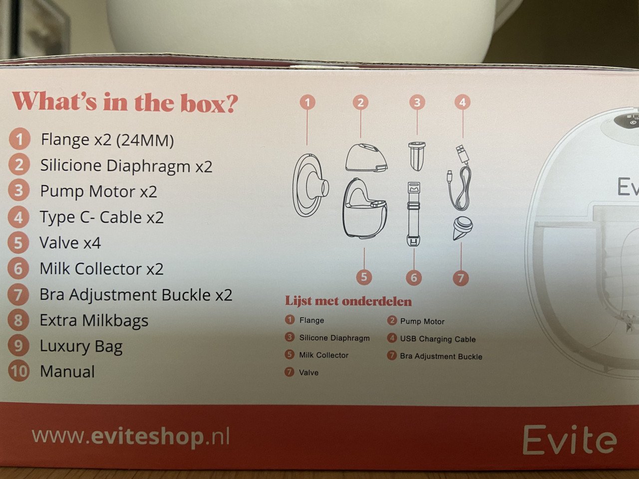 Evite draadloze dubbele borstkolf
