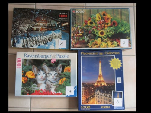 4 leuke volledige puzzels van 1000 stukjes