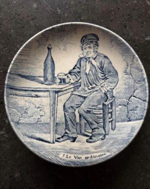 Vintage Bord met 'Le Vin Ordinaire' Scène