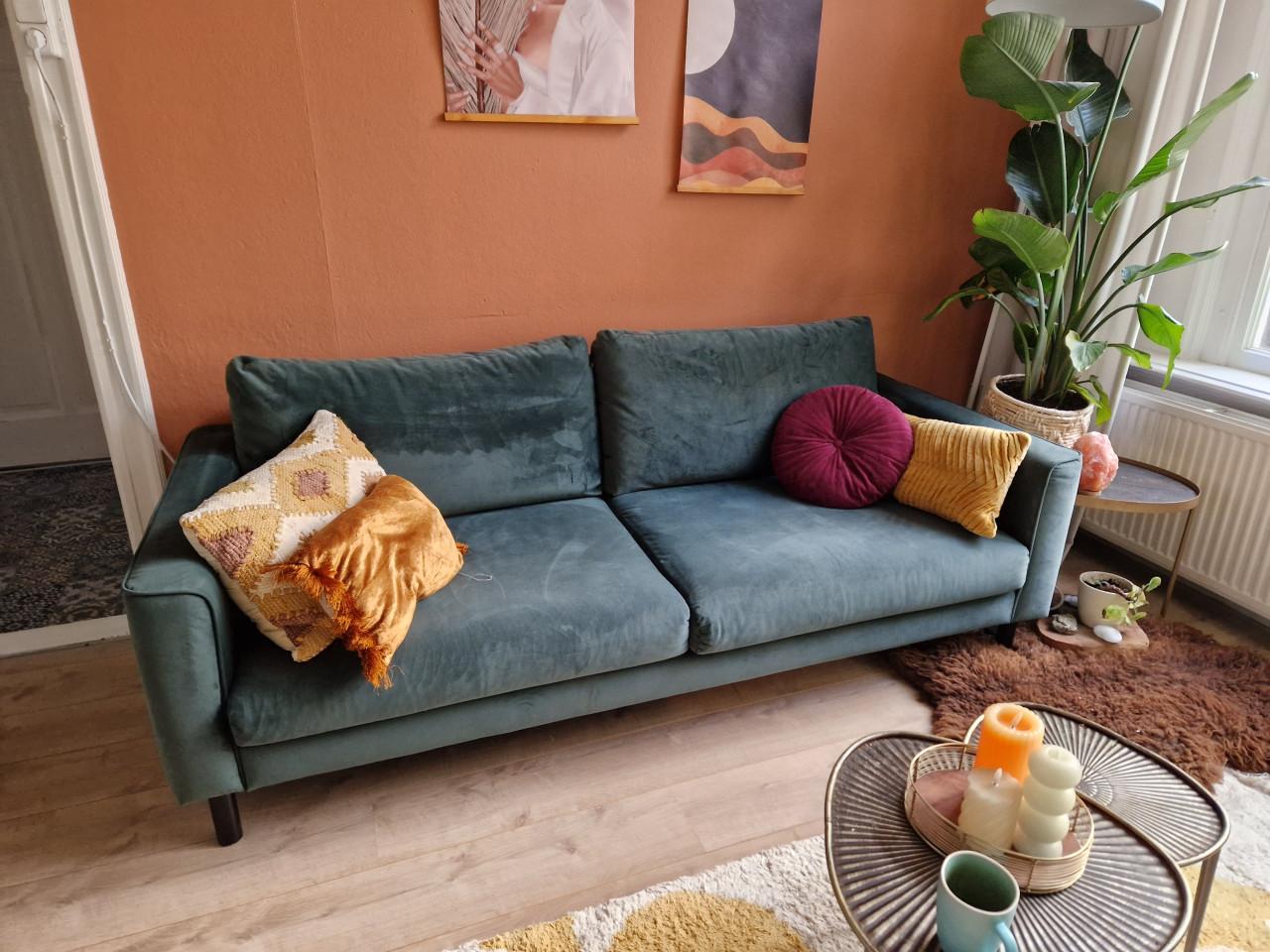 Kwantum Visby Velours groen bank 2 zits