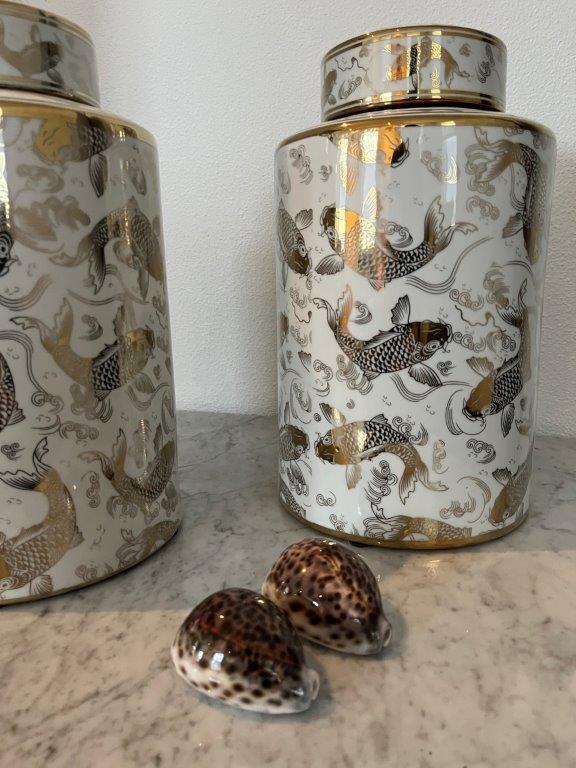 Set hoge vazen - gouden koi karpers