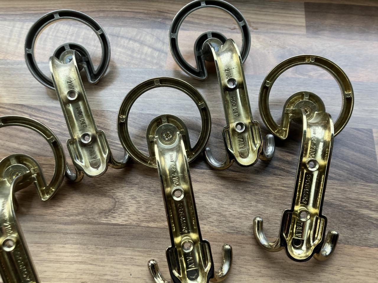 Vintage messing kapstokhaken 7st