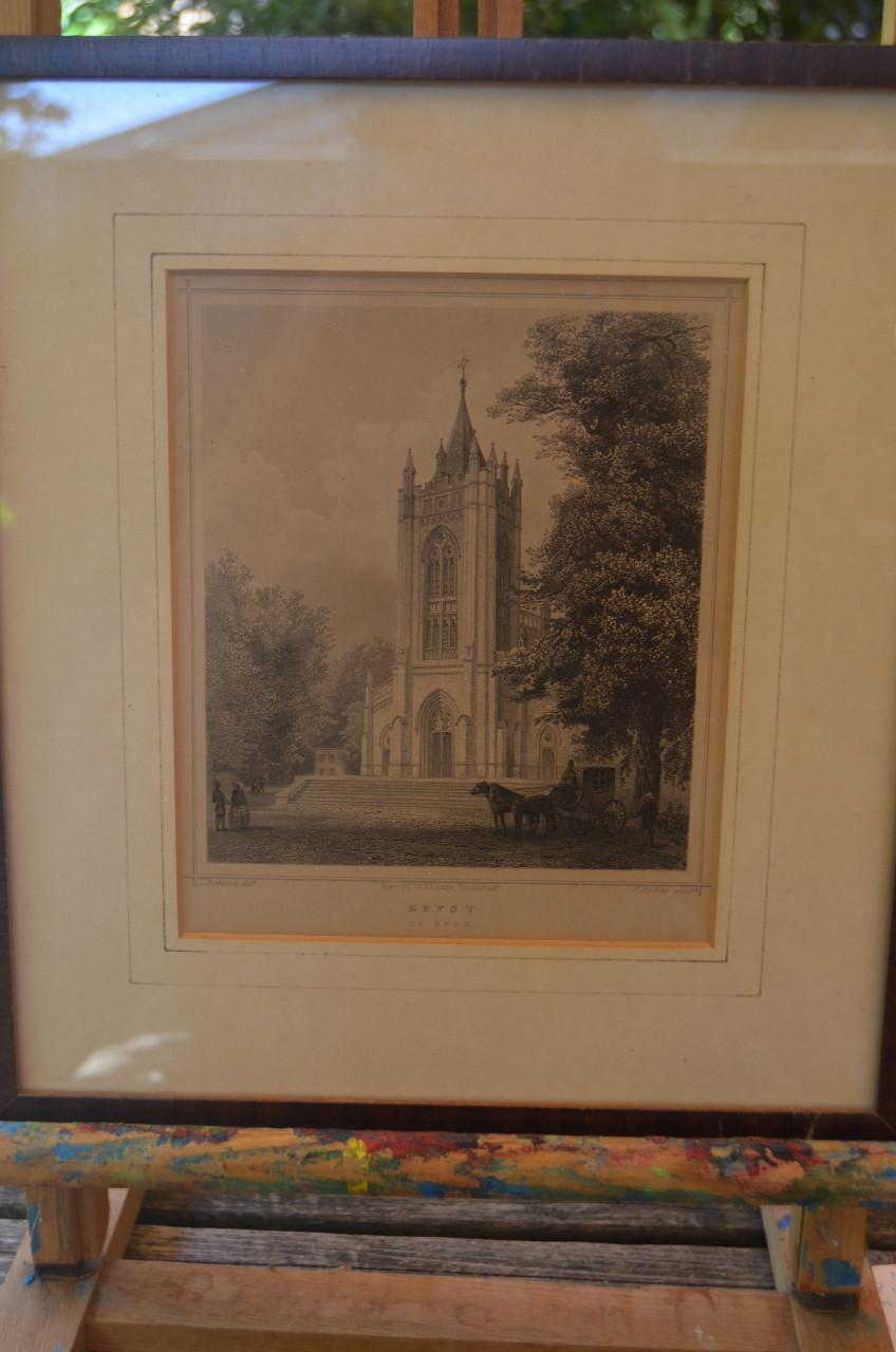 Staalgravure 1850 'de Kerk, Zeyst', Darmstadt