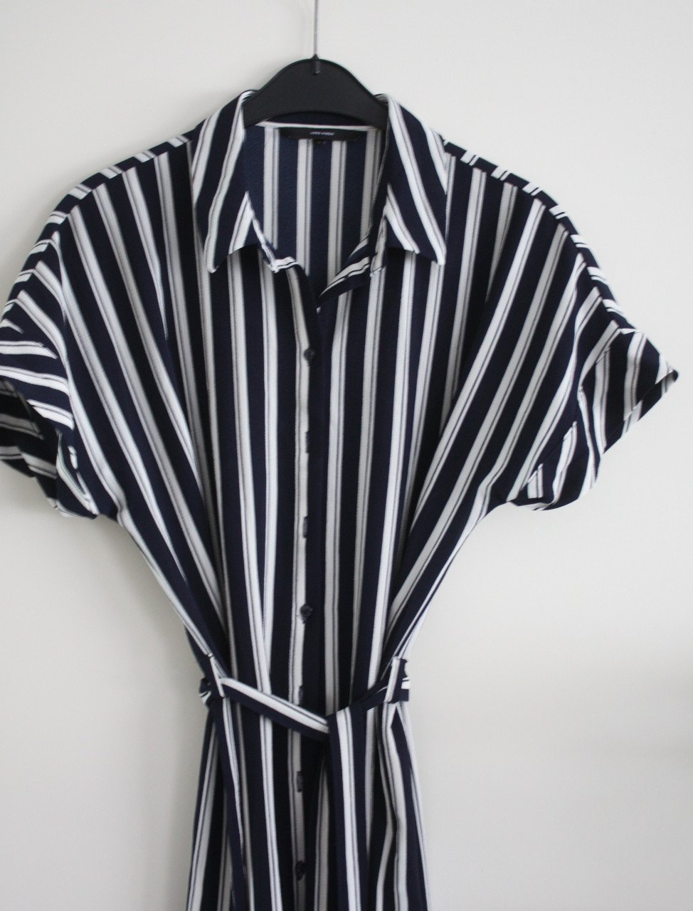 Donkerblauw wit gestreept vertikaal jurk  maat s