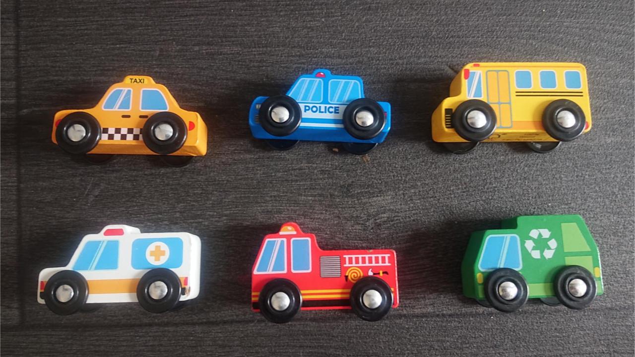 Houten voertuigen set 6-delig
