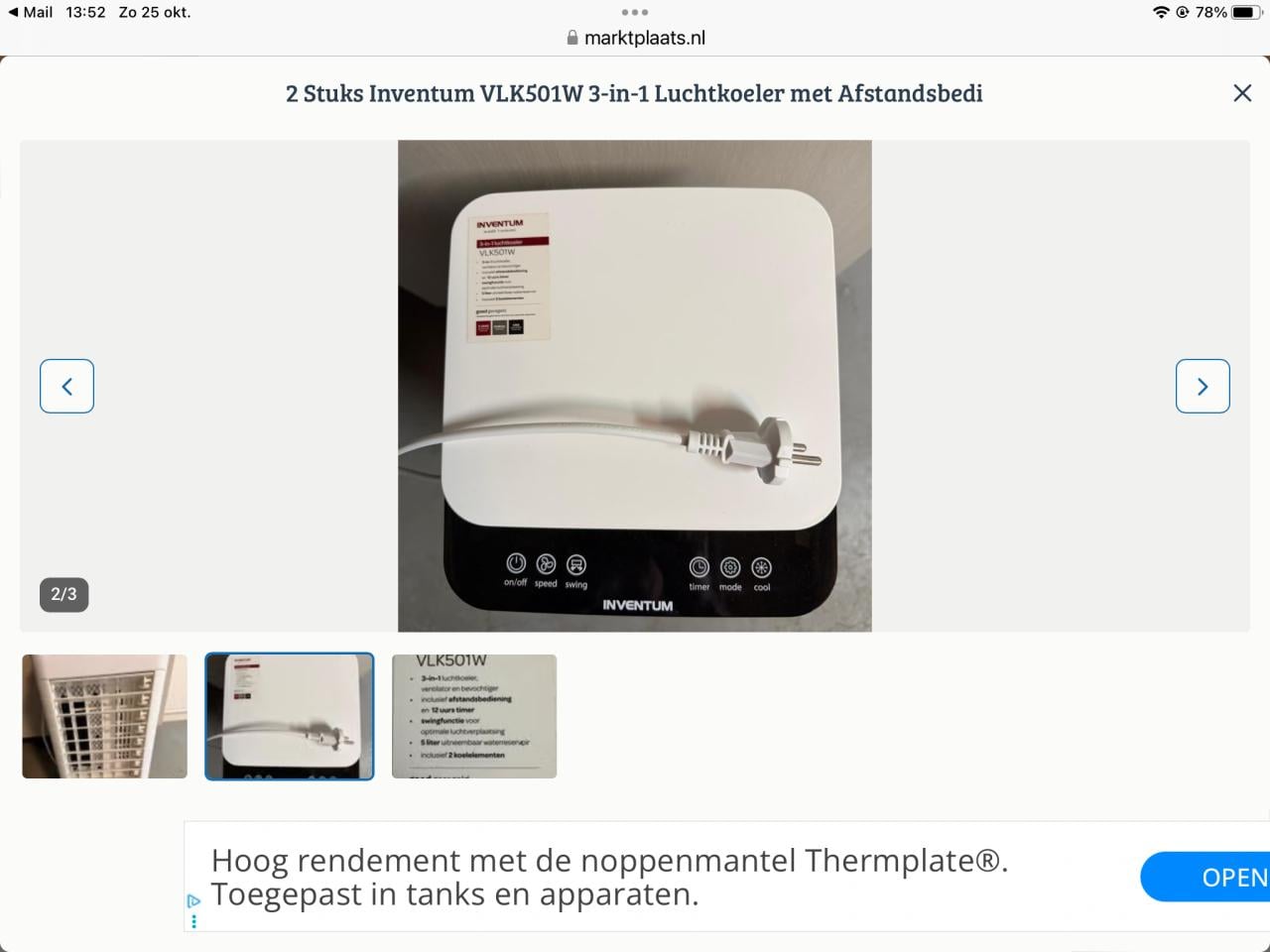 2 Inventum VLK501W 3 in 1 luchtkoeler