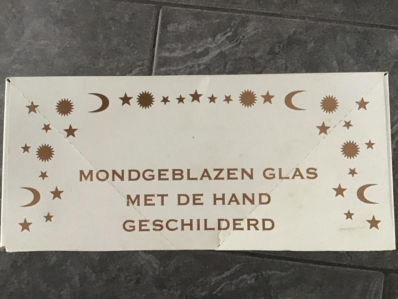 Kerstballen, donkerblauw/grijs/zilver, mondgeblazen en handbeschilderd