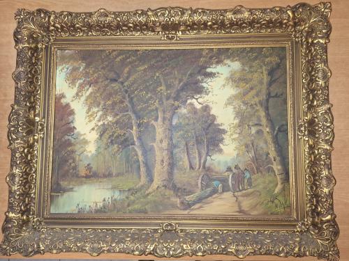 Schilderij paarden trekken boom