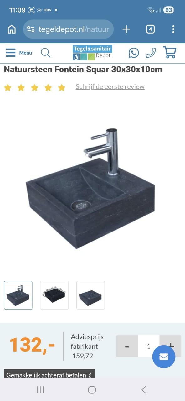 Waskom vierkant natuursteen