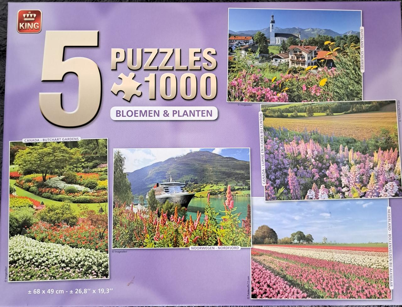 Puzzel 5 x 1000 stukjes Bloemen en planten.