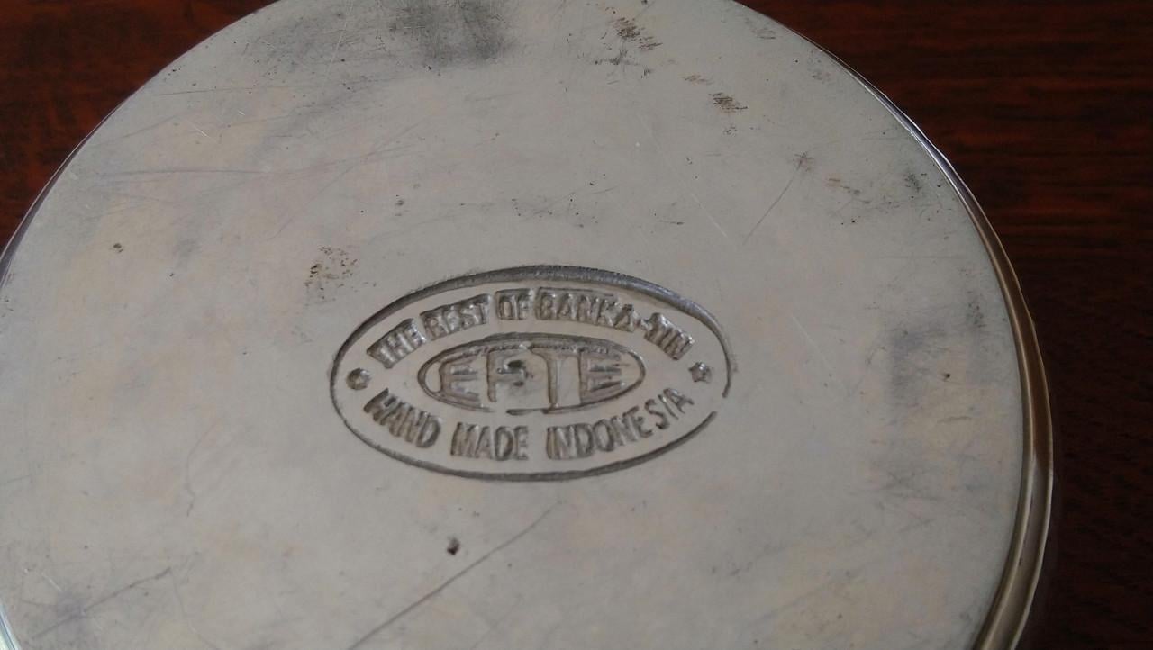 Vintage Banka Tin Indonesia asbakje gehamerd tin