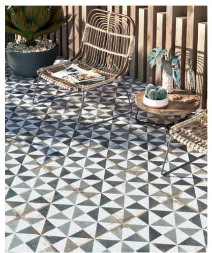 3030-265 ca 16 m² Vintagelook tegels, 33x33cm, antique triangle