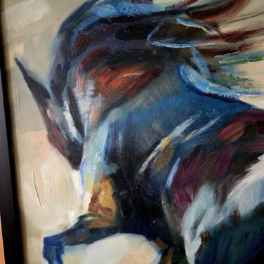 Prachtig echt schilderij Fries Paard