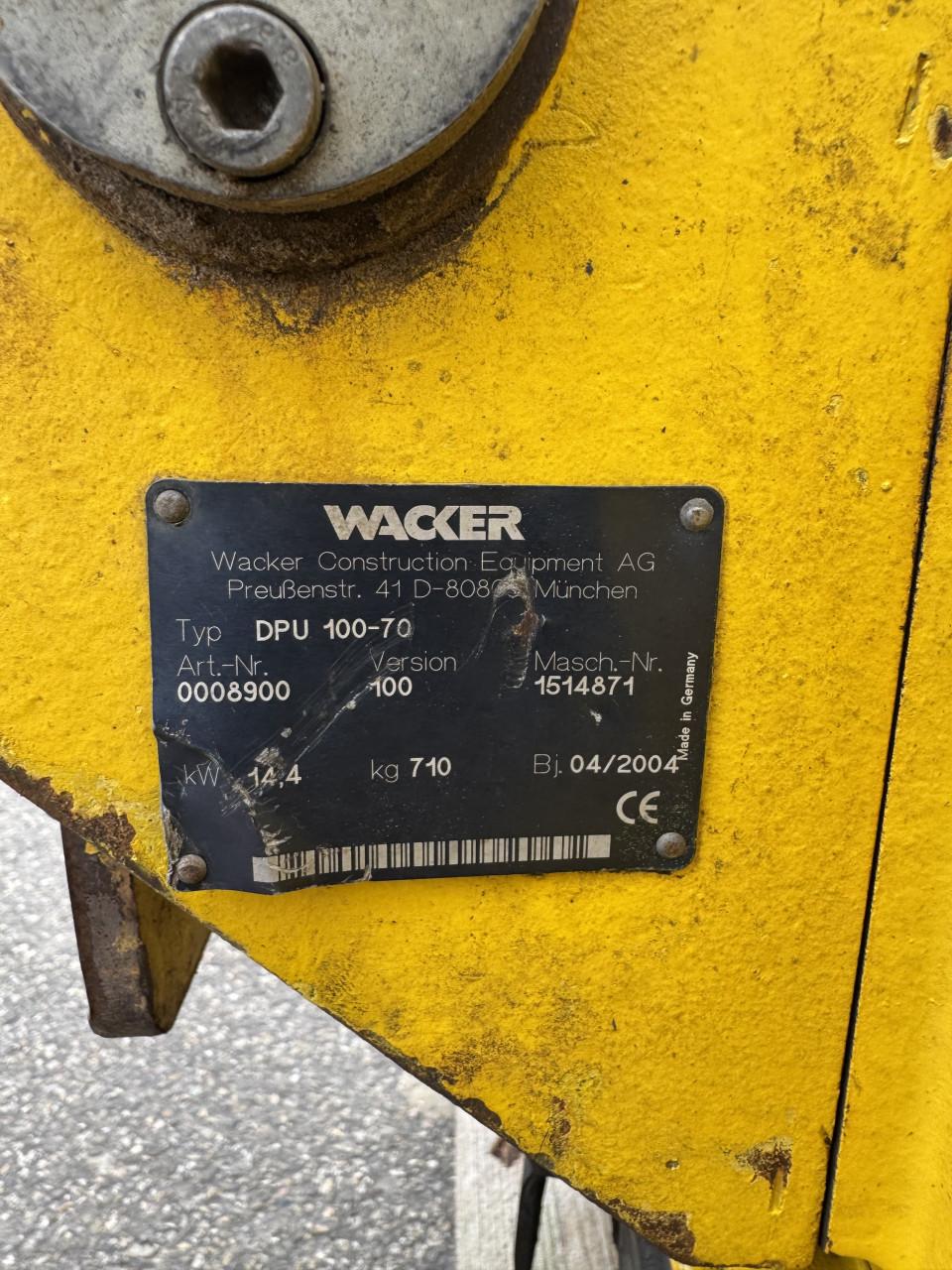 Wacker DPU 100-70 trilplaat