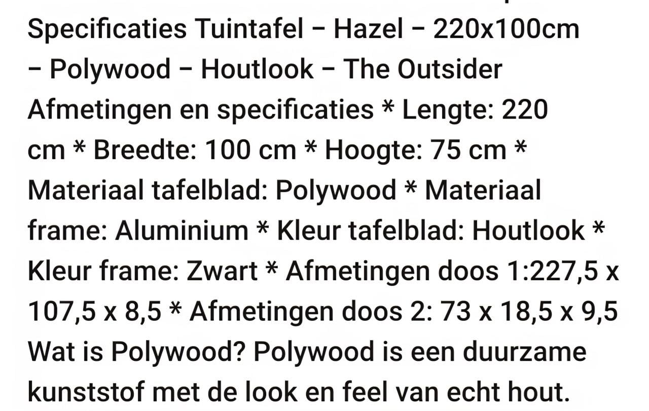 Tuintafel Hazel