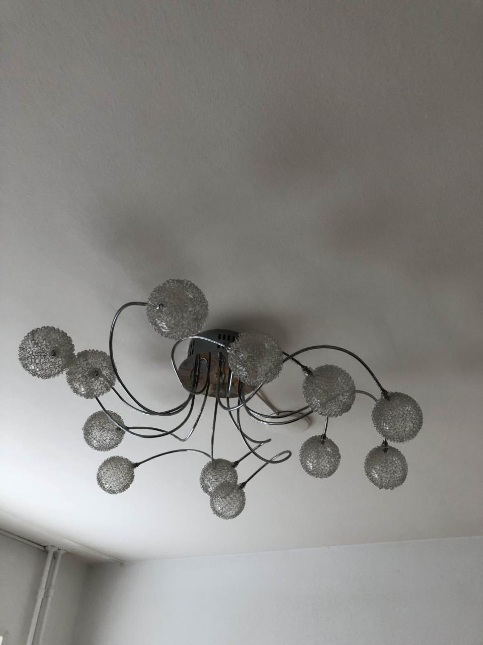Moderne design plafondlamp met 12 glazen bolletjes – dimbaar – chroom