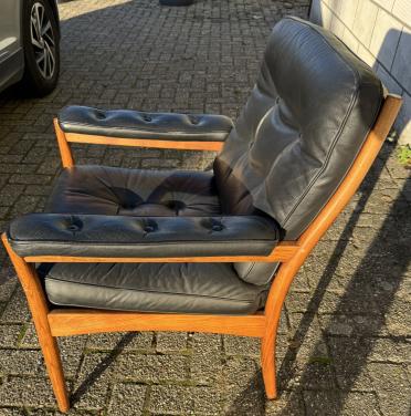 Vintage Scandinavische fauteuil Leren zitting