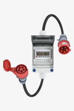 Mobiele tussenmeter 32A 400V CEE 5-polig digitale kWh-meter IP66