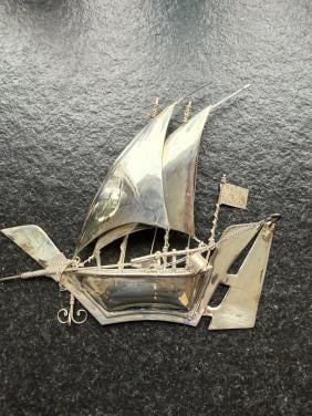 Zilveren schaalmodel boot. Sterling 925
