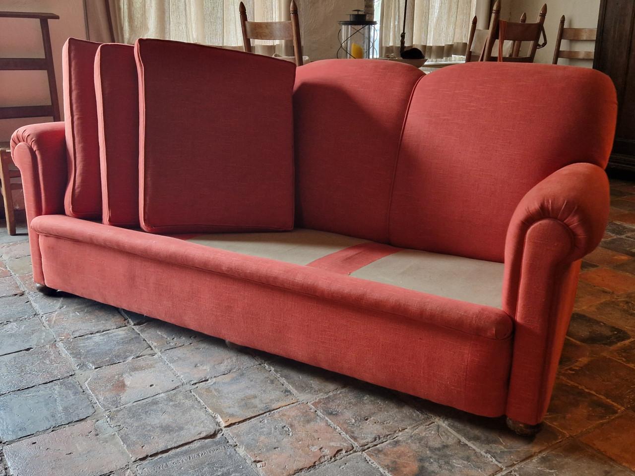 3-zitsbank, steenrode stoffen bekleding