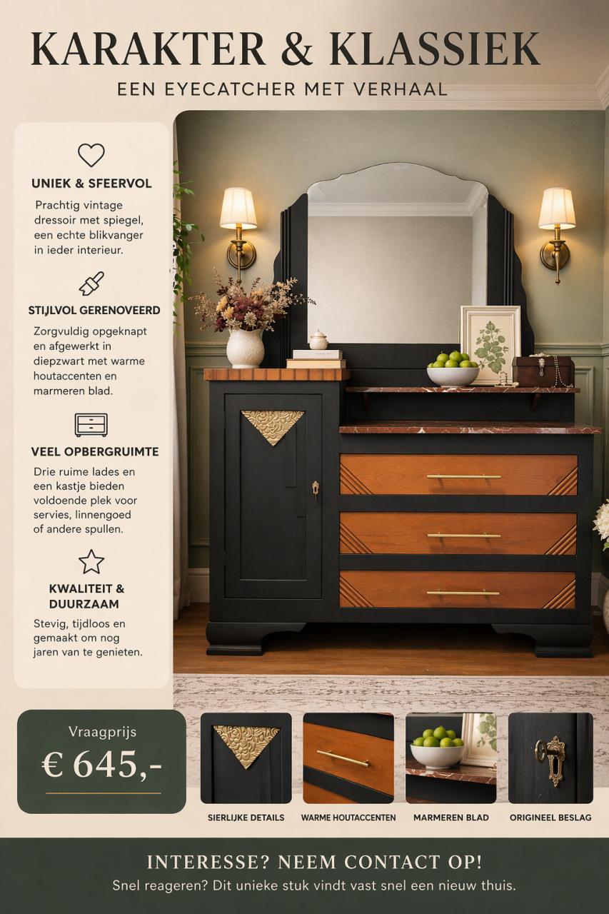 Mooie kast met marmeren blad