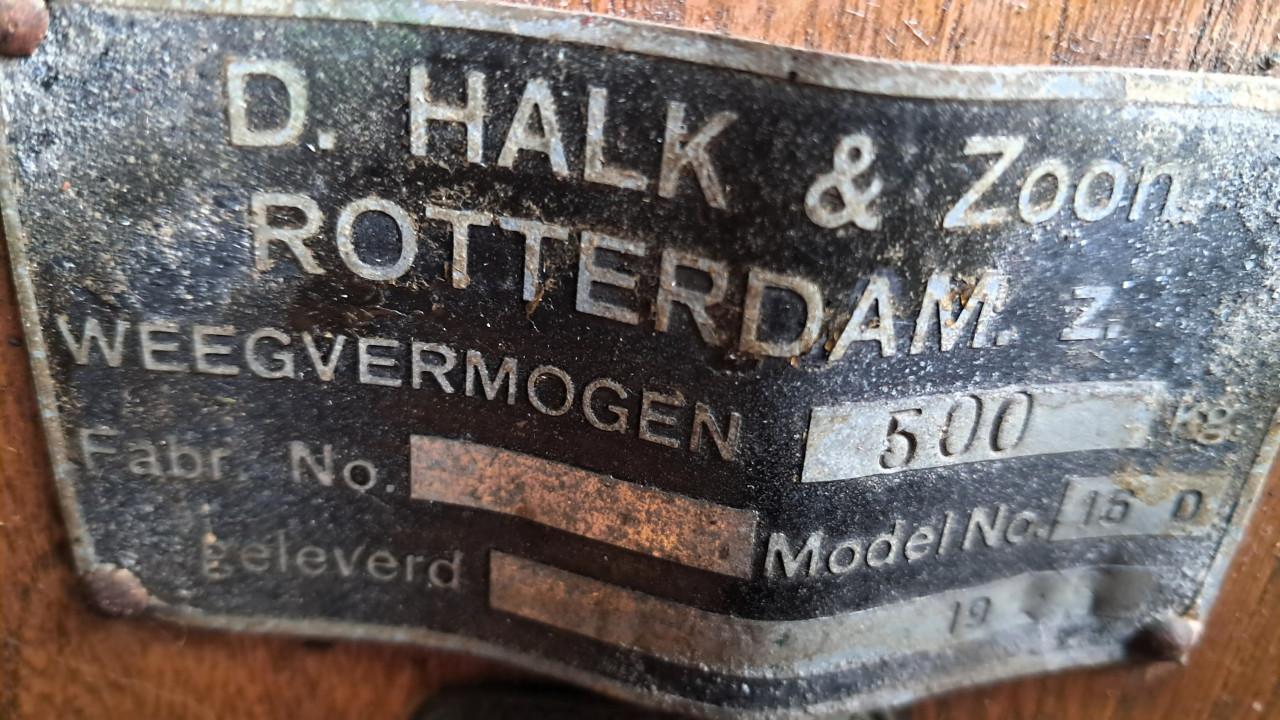 Unieke Industriële Bascule Weegschaal – D. van Halk & Zoon (500 kg) 1945