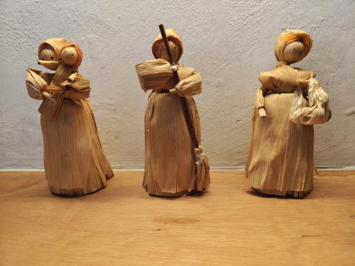 3 vintage maísbladpopjes