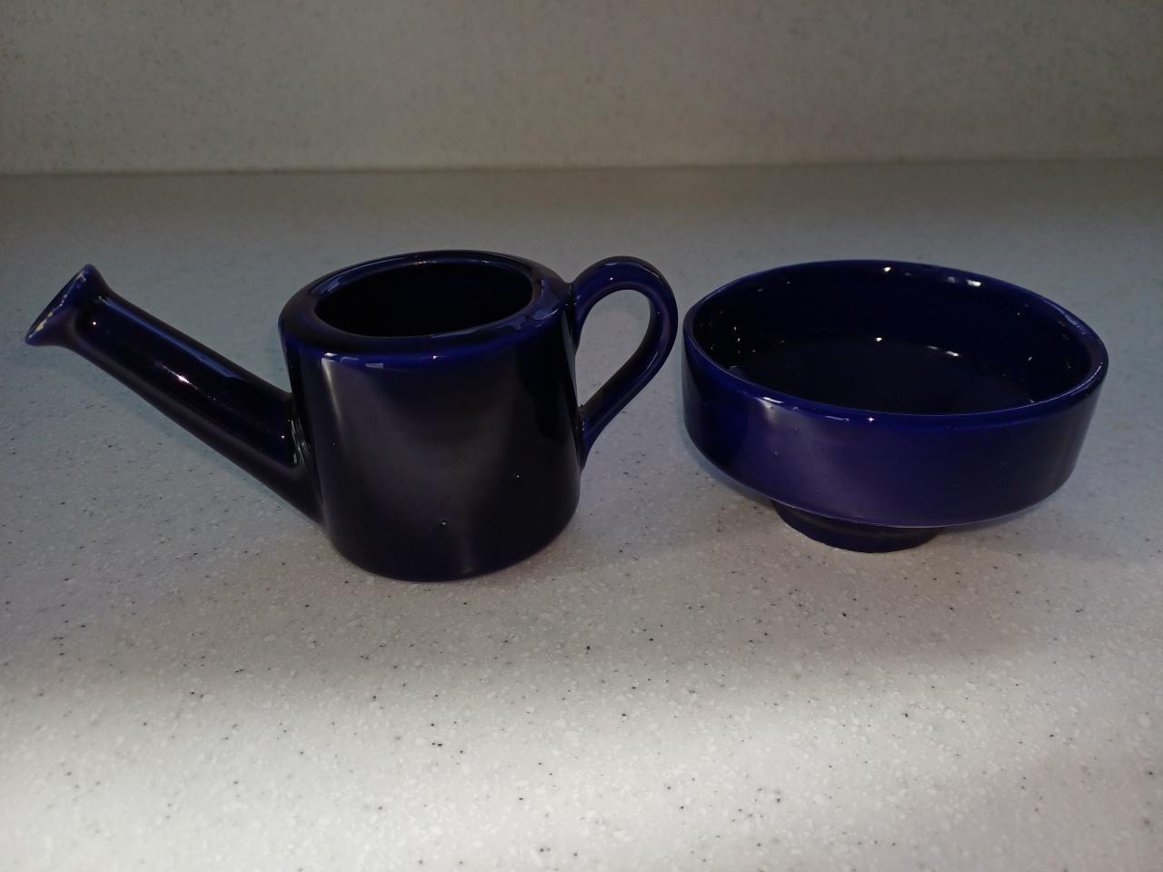 Kobaltblauw theesetje Van Nelle