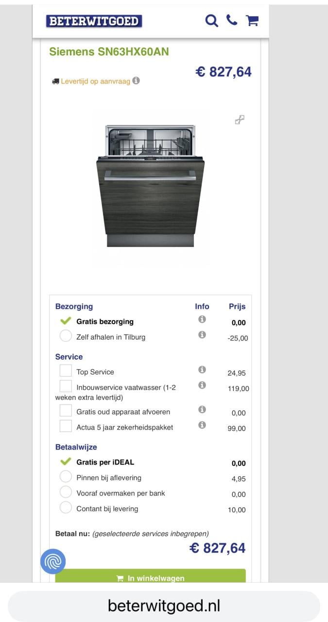 SIEMENS iQ300 A+++ klasse Volledig geïntegreerde vaatwasser SN63HX60AN