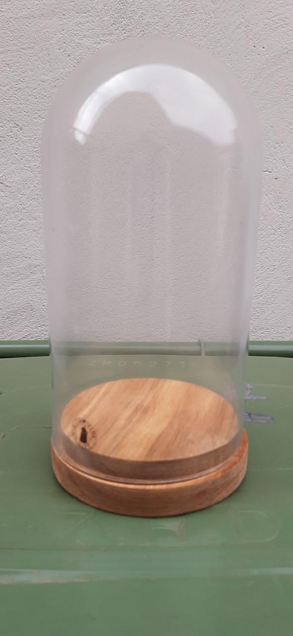 Ikea  Harliga, glazen stolp met houten schotel, display  Ø 10 cm.