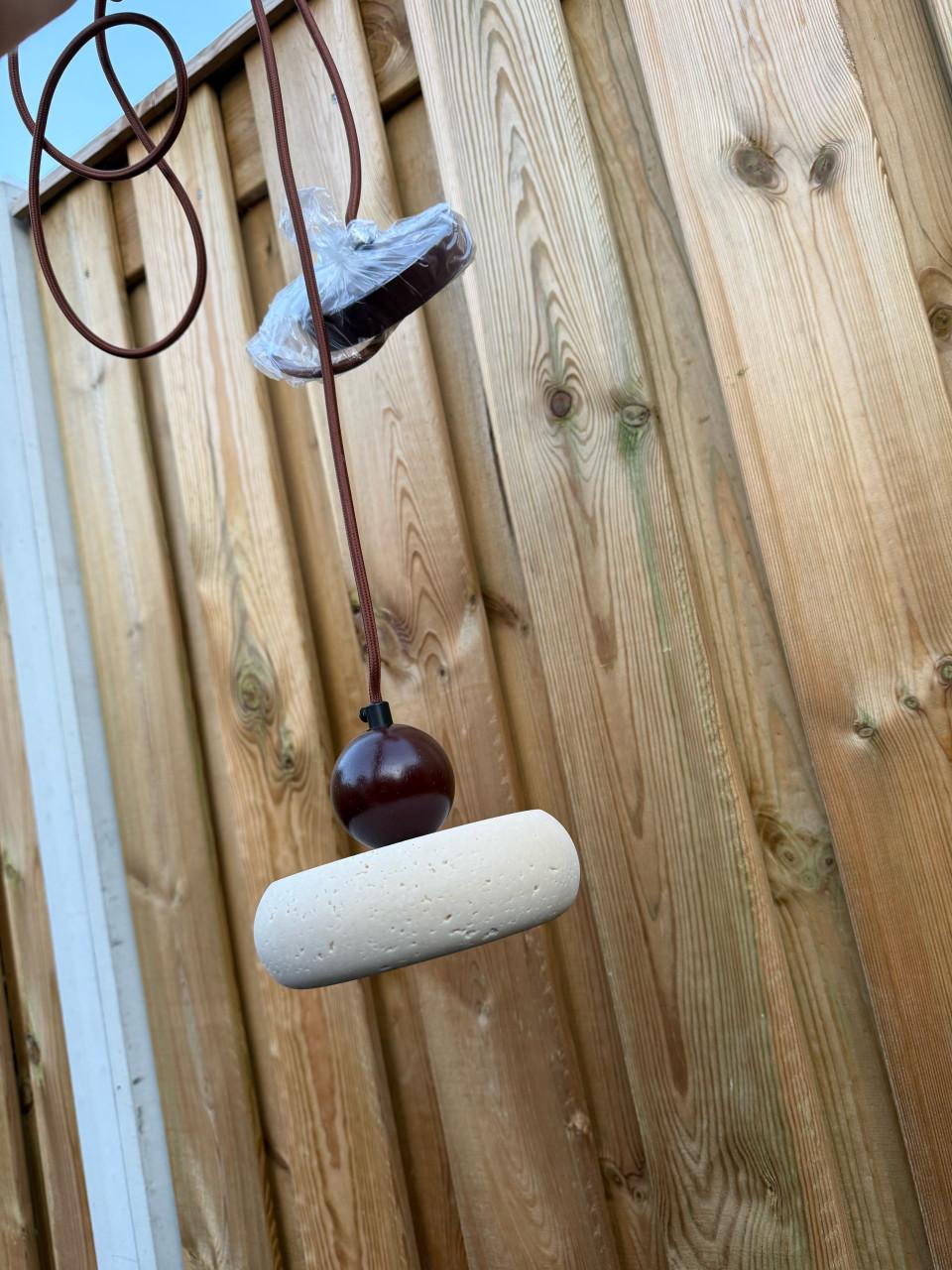 Japandi travertijn LED hanglamp