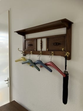 Kapstok brocante met echt koperen haken