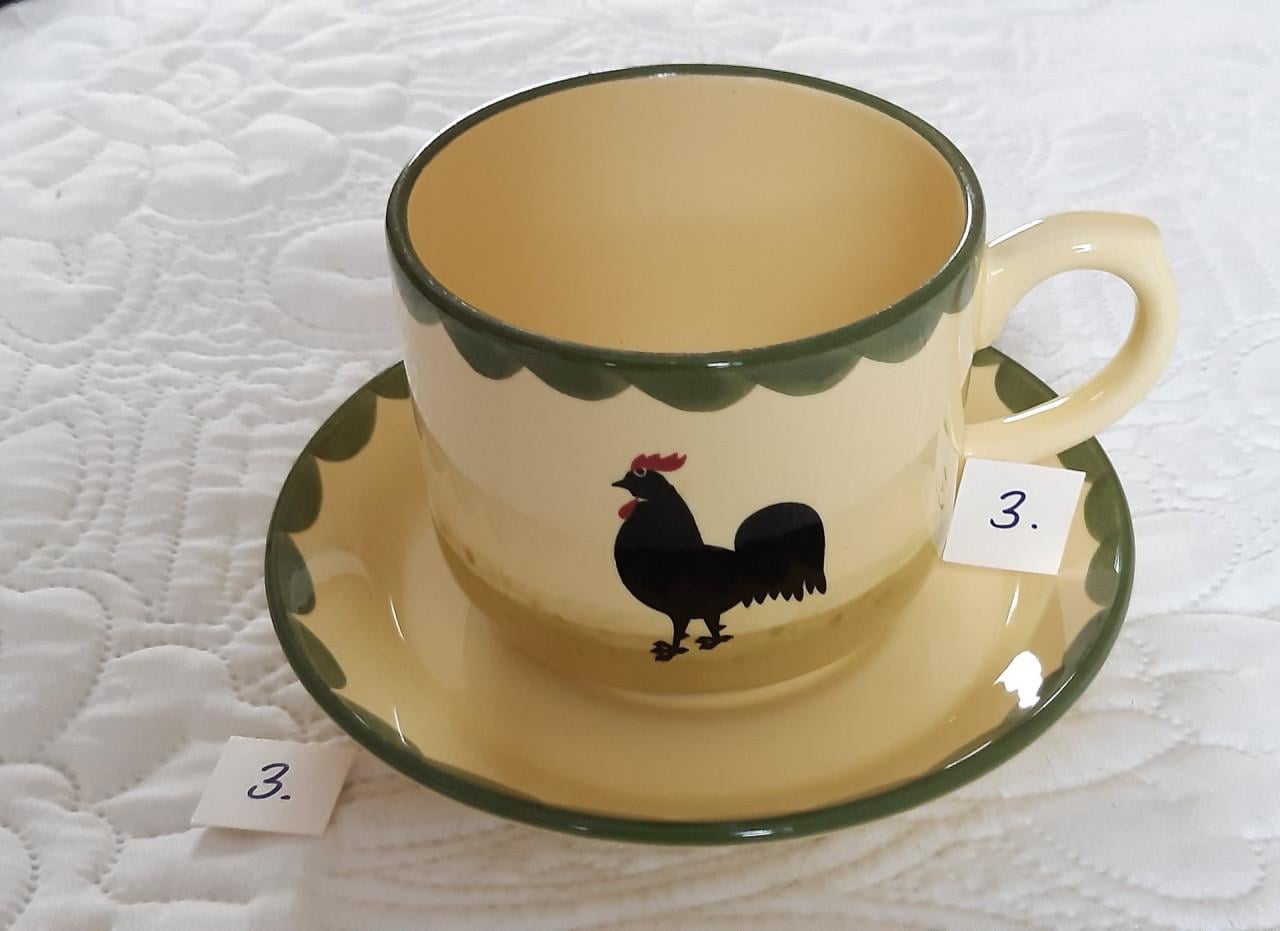 Kip en haan servies: 1 soepkop + 1 schotel